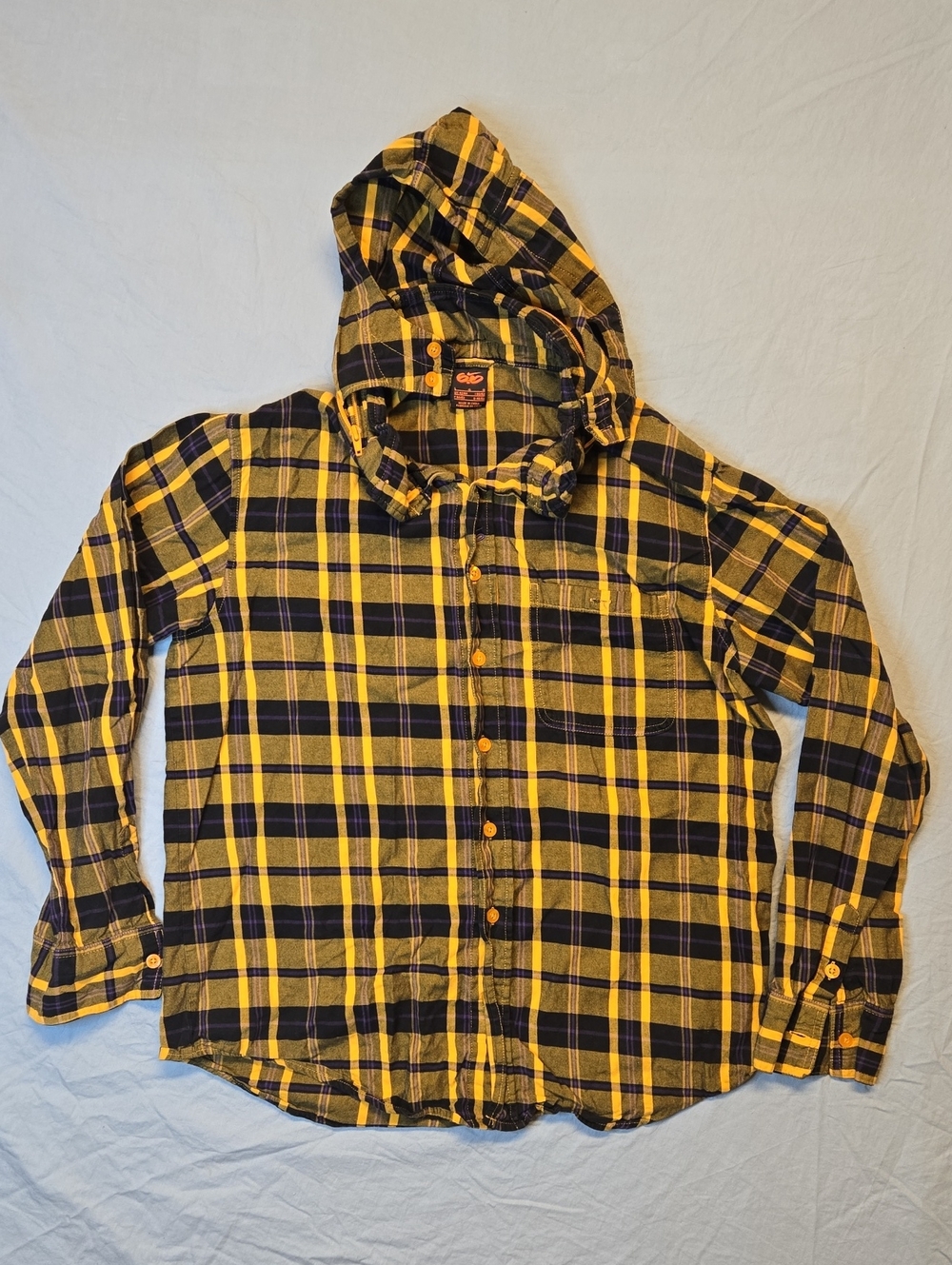 Nike 6.0 Flannel Long Sleeve Button Down Casual Shirt with Packable Hood Y2K